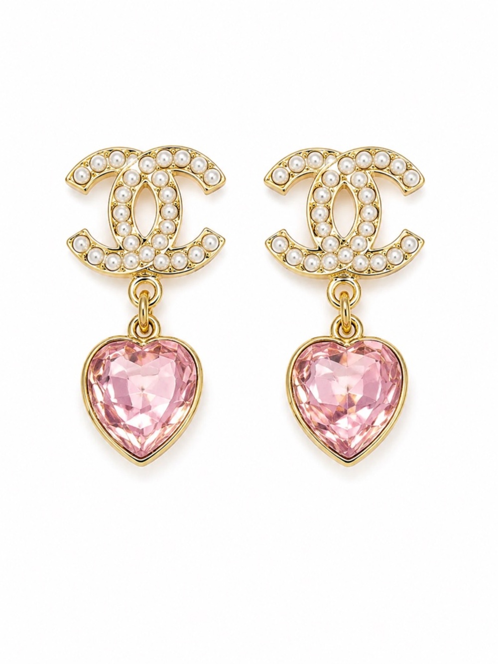 CC Heart Pink Drop Pearl Earrings Spring 2023